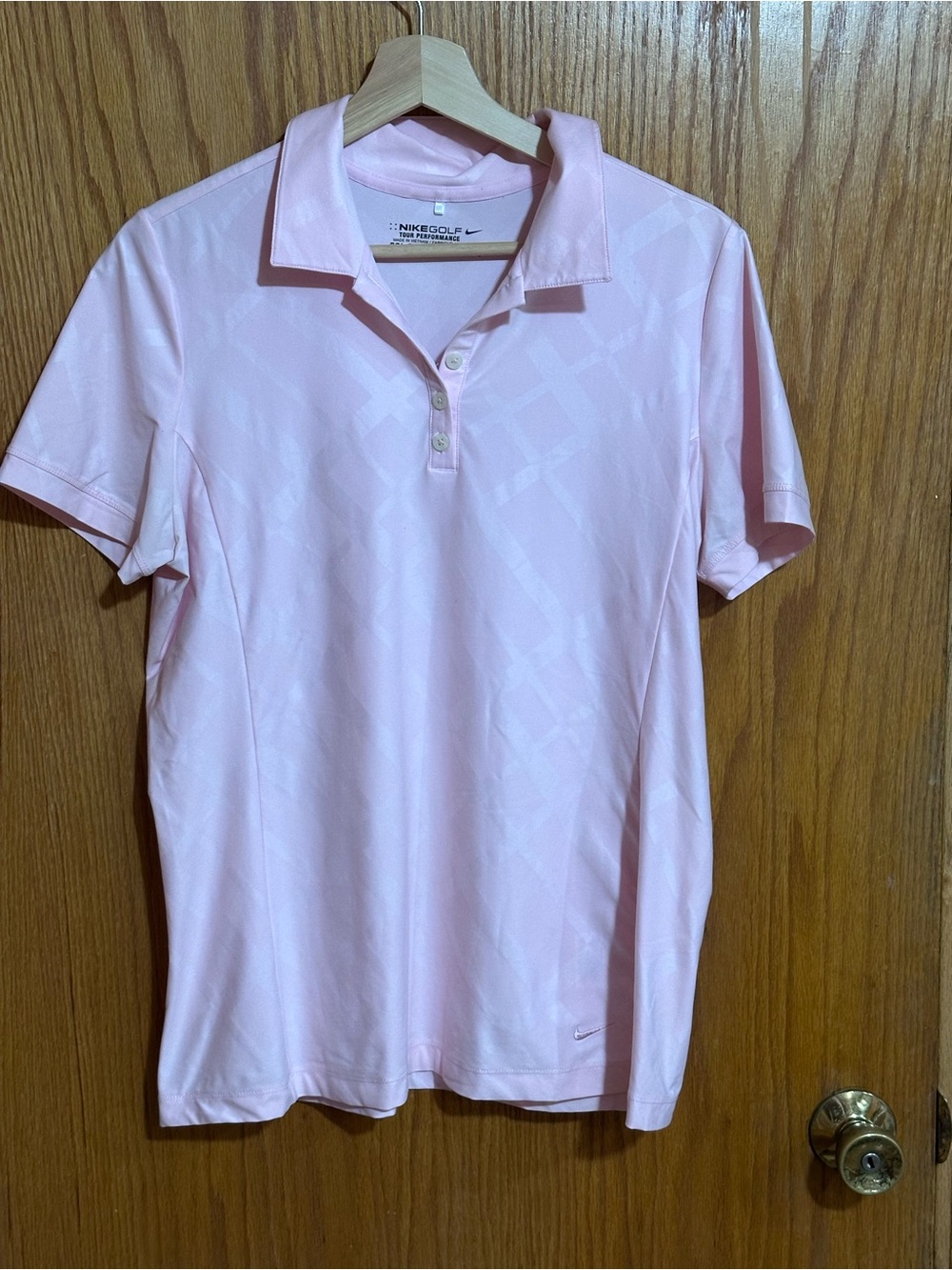Nike golf tour performance women’s Light Pink sz large Polo Shirt